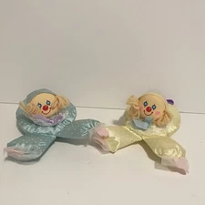 1990 Jolly Jumper Clown Nylon Plush Stuffed Toys Baby Polka Dot Sensory 6” VTG