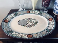 Bates Gildea & Walker 1879 Satsuma Huge 21” Platter Fabulous Color Best Ever! 