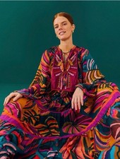 FARM RIO Dynamic Foliage Embroidered Maxi Dress Viscose TRR Authenticated XL