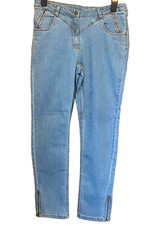 Witt Size 18 Light Blue Denim JEANS Straight 30" Leg Zip To Hems 36" Waist