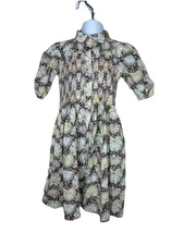 Marie Chantal 5 yr Girls Dress Floral Smocked Cotton Dress Couture Sz 5 Button