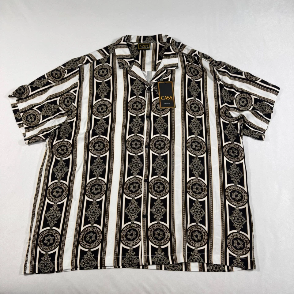 CASA Moda Couture Men's 3XL Big & Tall Camp Shirt Short Sleeve Luxury Baroque - Image 3 of 4