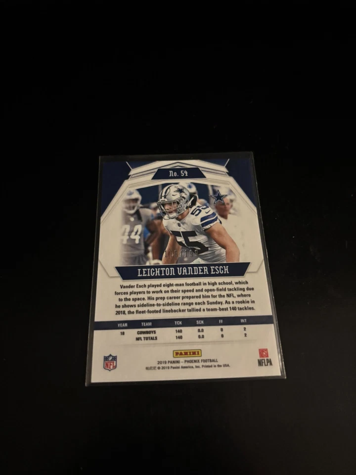 Leighton Vander Esch 2019 Panini Phoenix Pink /199 Cowboys 54 - Image 2 of 2