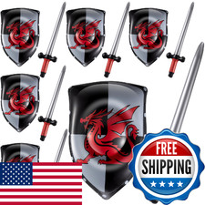 Poen 12 Pcs Inflatable Sword and Shield Knight Party Favors Set Blow up Medieval