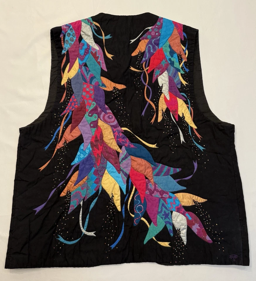 Chaleco Acolchado Hecho a Mano De Colección Talla L XL Usable Arte Boho Tribal Sundance Diseños Foto 2 de 4