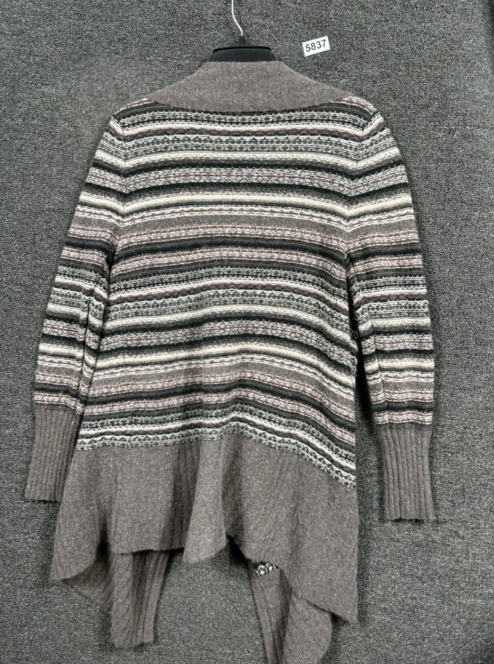 Cárdigan suéter Eddie Bauer mezcla de lana de cordero frente abierto para mujer M/L marrón a rayas Foto 2 de 4