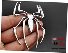 2PCS 3D Spider Emblem Car Sticker Metal Chrome Spider Badges Sticker for Silver