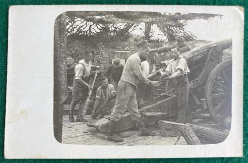 RPPC German WW1 Real Photo Postcard WWI Army Soldier world war krieg 1917 cannon