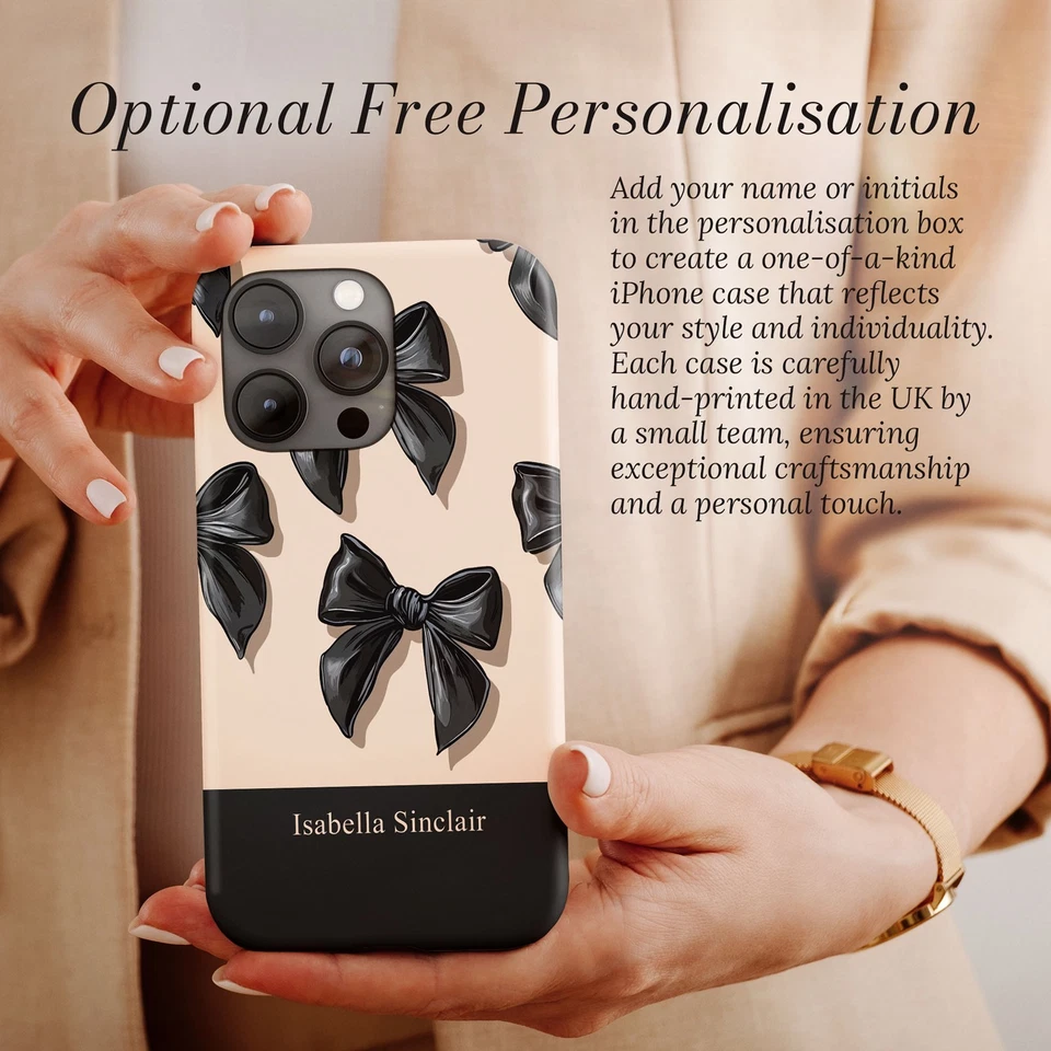 Personalised Phone Case for iPhone 16 16e 15 14 13 Pro Max Girly Ribbon Bow - Image 3 of 4