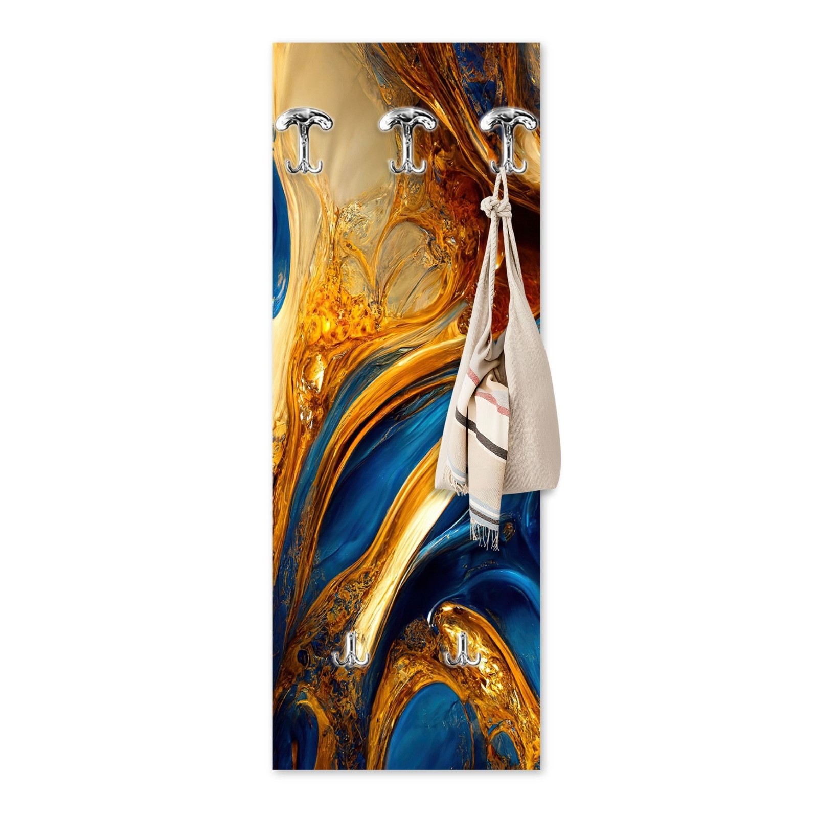 Appendiabiti da parete FLUID 2 46x125 con stampa, attaccapanni 5 ganci MARMOREO