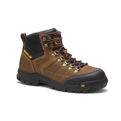 NIB MENS CAT Caterpillar P74128 THRESHOLD WP EH SR SOFT TOE BROWN WORK BOOT