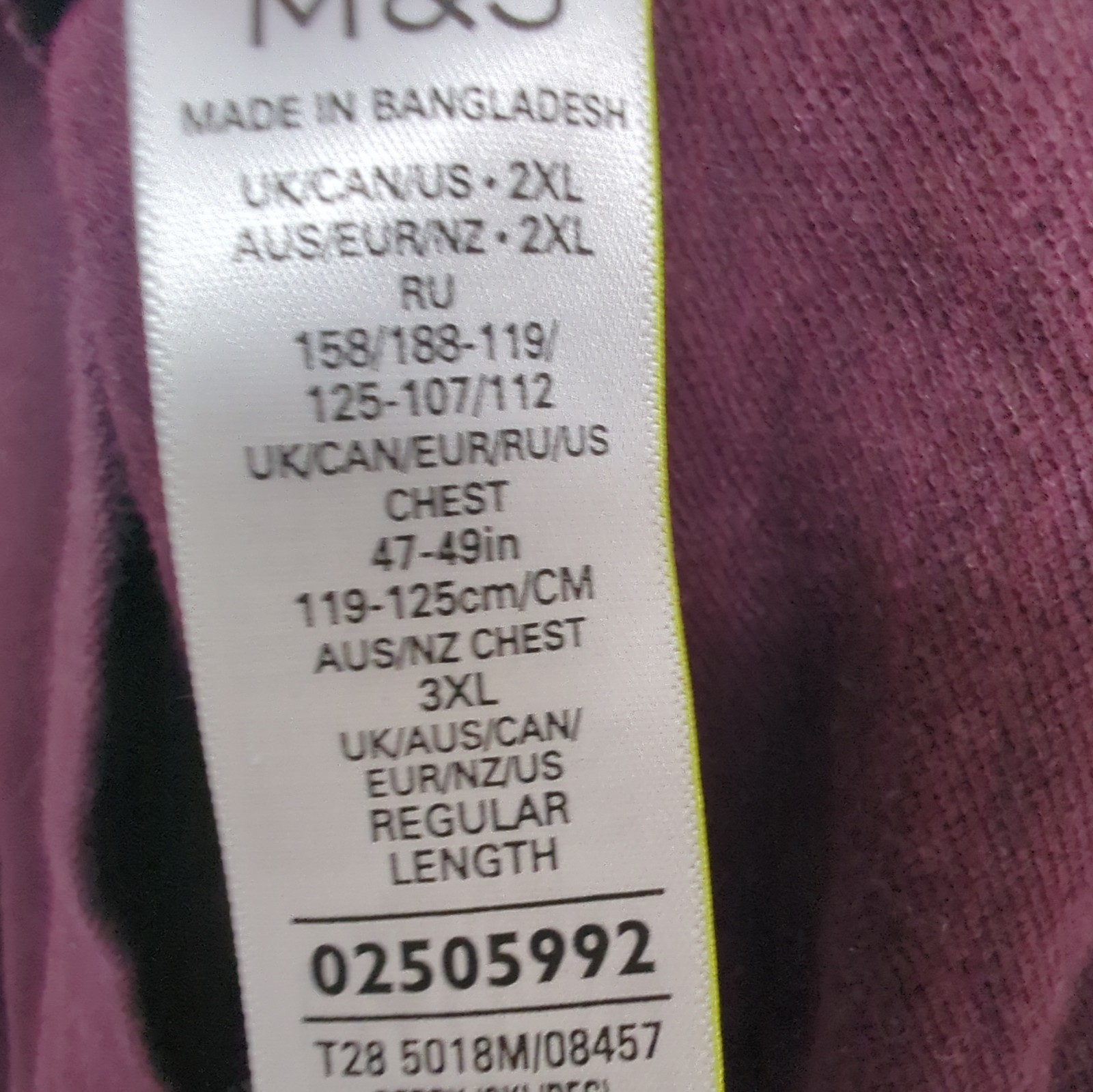 M&S Men’s Burgundy Cotton Polo Shirt 2XL Regular Fit Collared Short Sleeve image 8