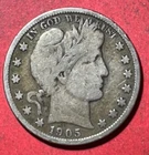 1905S US Barber SILVER Half Dollar "San Francisco" Mint! VG! Old US Coin!