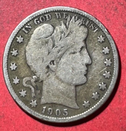 1905S US Barber SILVER Half Dollar "San Francisco" Mint! VG! Old US Coin!