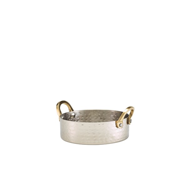 Mini Hammered Stainless Steel Casserole Dish For Sauces Dips 12x3.5cm Pack of 12
