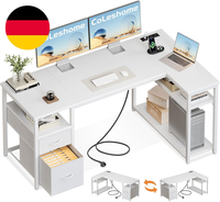 Coleshome Gaming Eckschreibtisch Mit 2 Schubladen, 140×80 Cm, Weiß | L-FöRmiger