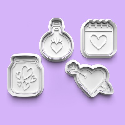 Herz Einmachglas, Kalender & Herz mit Pfeil Ausstecher Set | 3D Druck Lov