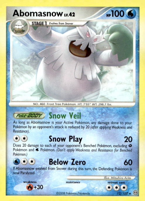 Abomasnow 12/100 Rare Stormfront Pokemon Lightly Played