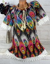 Tunika Bluse Shirt Top Hemd Kleid Sommer Lagenlook Spitze Oversize EG 42 44 46
