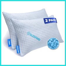 Adjustable Shredded Memory Foam Pillows Queen Size Set of 2 - Extra Soft Cool...