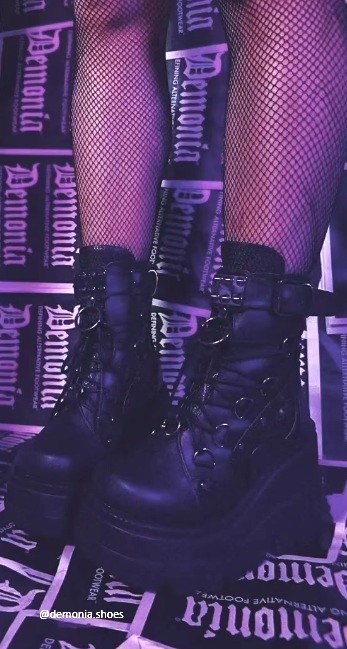 Black 90s Wedges Platform Shoes Sneaker Boots Goth Punk Womans