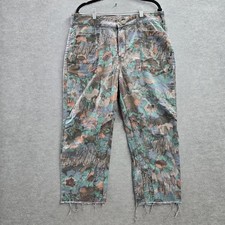 Pilcro Anthropologie Women Pants 32 Floral The Wanderer Cottagecore Raw Hem 24"