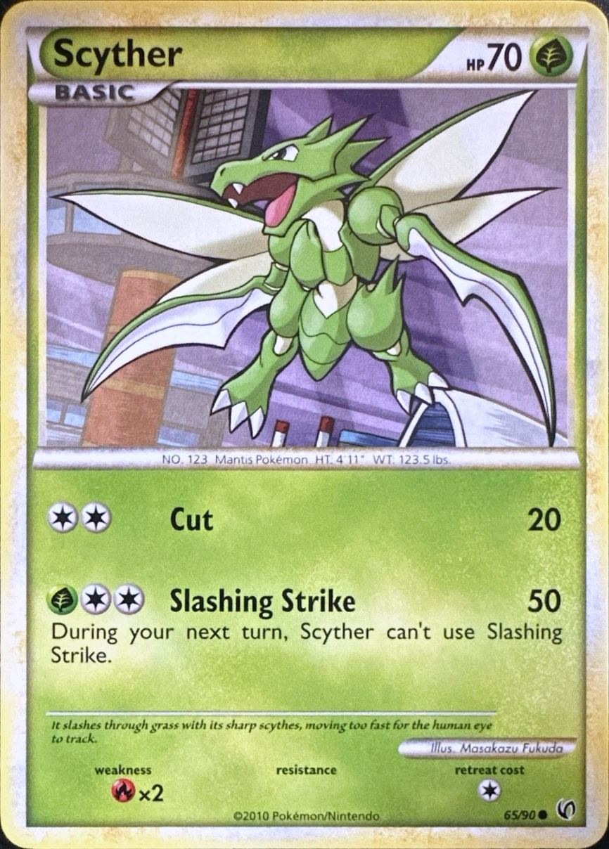 Scyther 65/90 Common HGSS Undaunted Pokemon Lightly Played