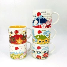 5PCS JAPAN Four Seasons Starbucks You Are Here Fujiyama YAH City Coffee Mug 14OZ