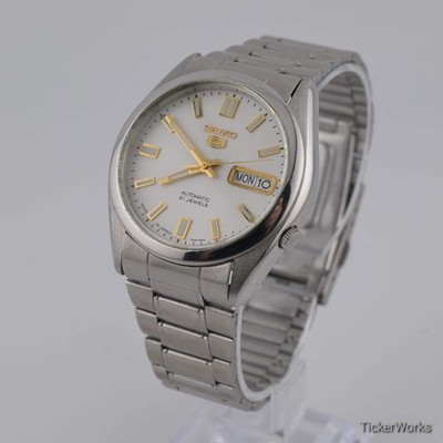 Seiko 5 Automatic 7S26-0380 1990s White Original Dial 37mm Arabic Day 21J