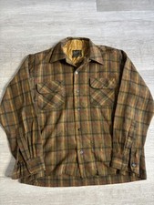 Vintage Sears Jacket Mens Large Brown Plaid Wool Quilted Lined Outdoor 50s