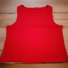 Old Navy Tank Top Women’s Large XL Red Sleeveless Cropped Crinkled Lightweight