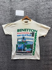 Vintage 1994 Benetton Formula 1 Michael Schumacher Graphic T-Shirt White Size L
