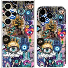 Hamsa Evil Eye Bad Luck Cat Juju Ward Case Cover Silicone / Shockproof / MagSaf