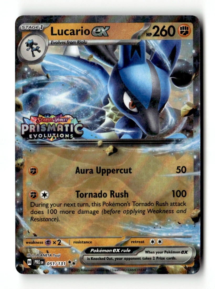 Lucario ex (Prismatic Evolutions Stamp) DR Holo NM 51/131 Pokémon TCG