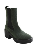 Nine West Womens Suede Stretch Inset Ankle Boots Green Black Size 7.5 Medium