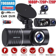 1080P FHD 3CH Lens Dash Cam 2.45" Car Camera Night Vision G-Sensor DVR Recorder