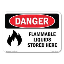 Flammable Liquids Stored Here ANSI Danger Sign Metal Plastic Decal