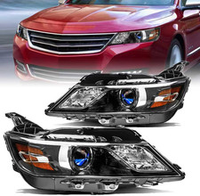 Fits for 2014-2020 Chevy Impala [Halogen Style] Headlight Assembly Projector Bla