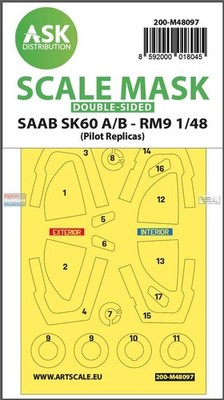 ASKM48097 1:48 ASK/Art Scale Double-Sided Mask - Saab SK60A/B - RM9 (PLS kit)