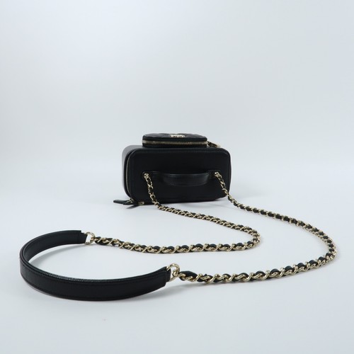 CHANEL CC GHW Vanity Case 2 Way Shoulder Bag Calfskin Leather Black - Picture 10 of 15