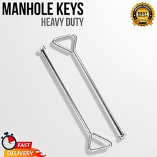 Manhole Keys 18" Cover Lifting Tool | Heavy Duty Pack of 2 Carbon Steel Hooks