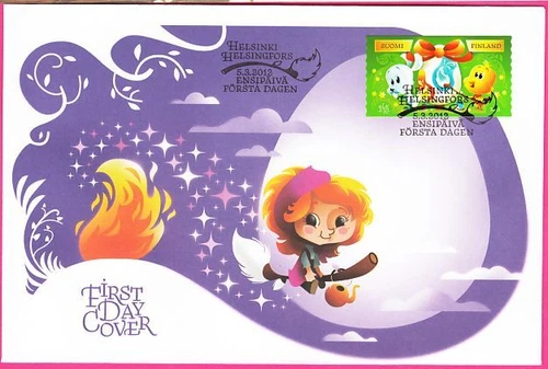 Easter Cute Witch Fly Broom And Fire Egg Finland Mint FDC 2012
