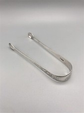GEORGE III STERLING SILVER BRIGHT CUT SUGAR TONGS, THOMAS WALLIS JR, LONDON 1802