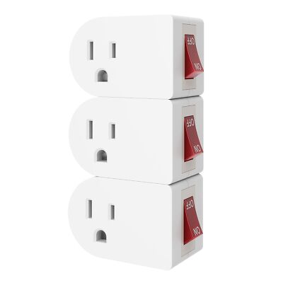 3 Pack Grounded Outlet Wall Tap Adapter with On/Off Power Switch，Single Outle...