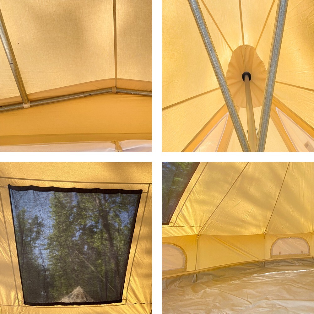 4SeasonWaterproof Canvas Bell Tent Glamping Wall Tent Hunting Camping