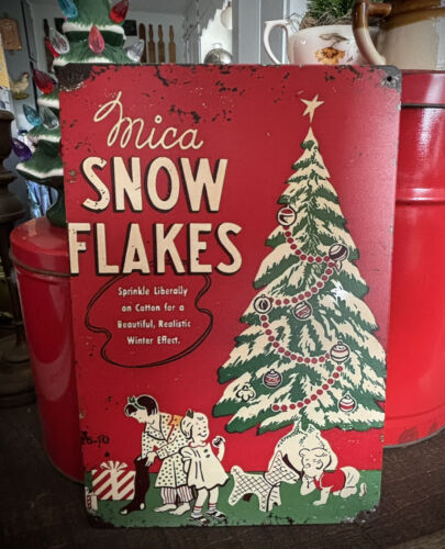 Mica Snow flakes Box Vintage retro style Advertising Metal Sign 12”X8” Christmas - 第 1/14 張圖片