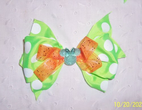 HAIR BOWS BIG GOLD ROSE PINK SILVER RED GREEN POLK-O-DOT SPARKLING: U CHOOSE - Picture 7 of 20