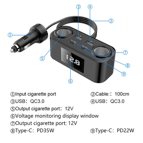 4 IN 1 Retractable Car Charger Cable Dual Port USB-C PD Fast Charging Adapter / - Picture 13 of 15