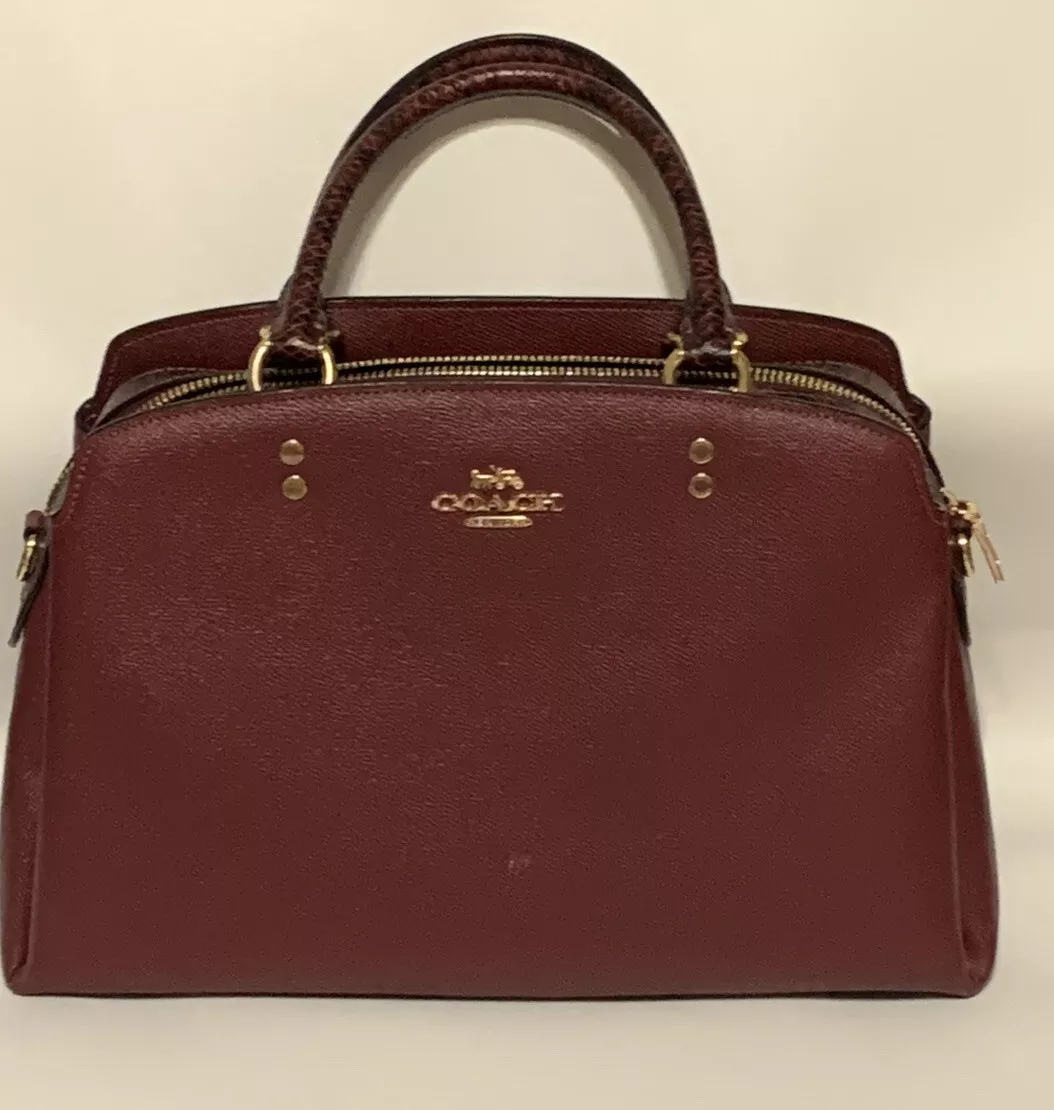 Coach Burgundy Handbag Snakeskin Handles eBay