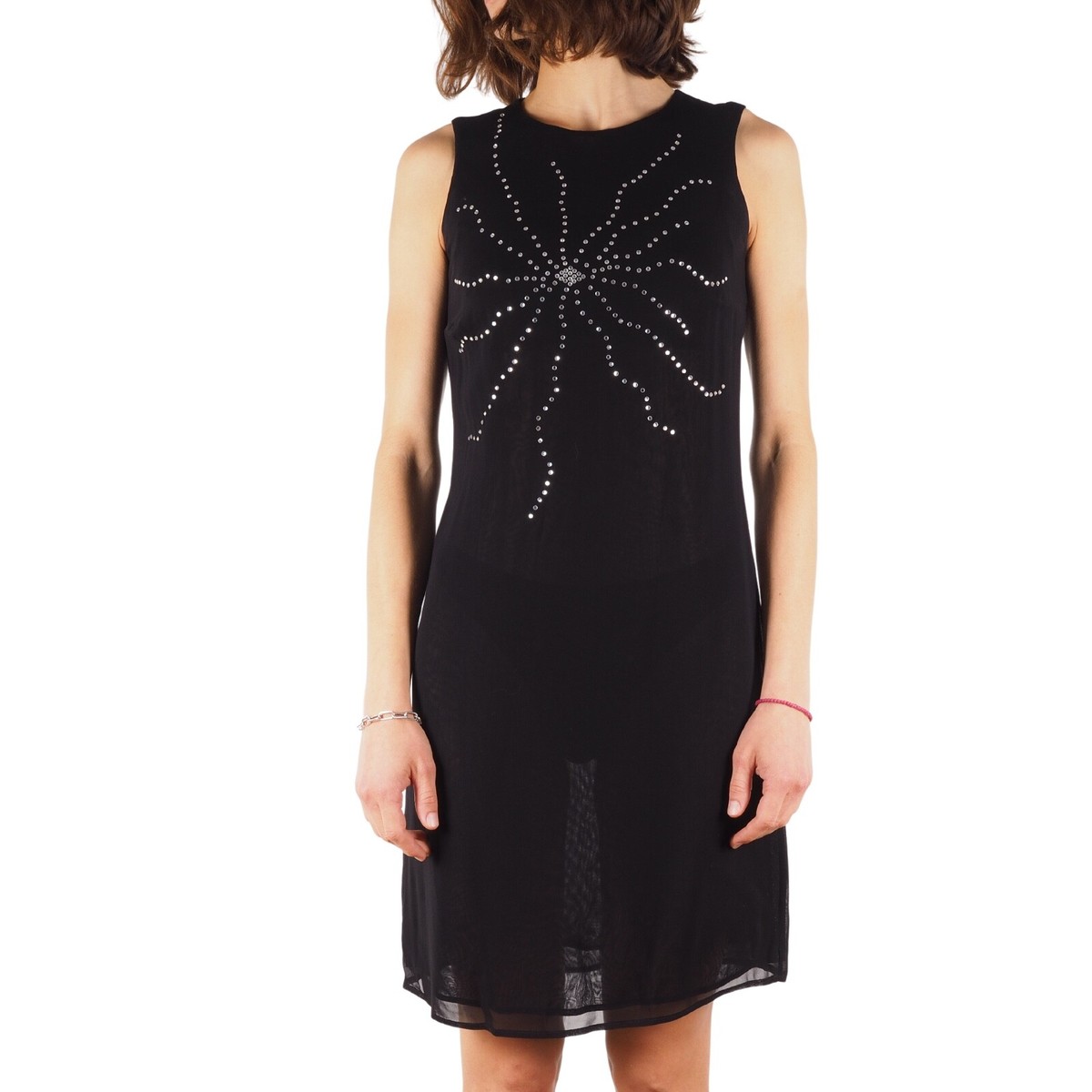 GIANNI VERSACE VERSUS Vintage Sheer Jewel Crystals Mesh Black Dress size IT  38 | eBay